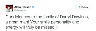 Allen Iverson @alleniverson - From one great Philadelphia 76ers player to another.&nbsp; (Photo: Allen Iverson via Twitter)