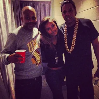 Dame Dash @duskopoppington - &quot;@ava_dash&nbsp;and I had a ball yesterday...haven't seen this dude perform in years&quot; The Roc-A-Fella brothers reunite again backstage at one of Hova's shows. This time hip hop mogul Dame Dash brought his teenage daugther along to see Uncle Jay perform.(Photo: Damon Dash via Instagram)