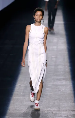 Alexander Wang - This burst of white is a breath of fresh air for this spring collection. This long form-fitting white dress is perfect for the girl with most sexy curves.&nbsp;(Photo: JP Yim/Getty Images)