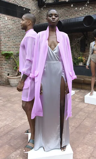 LaQuan Smith&nbsp; - This silver slipdress is uber sexy with its side splits and plunging V-neck as its channels our inner Grace Jones. Pair it with this pink jacket for that chilly spring night and you are ready to go.&nbsp;(Photo: Vivien Killilea/Getty Images)