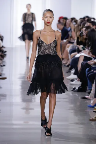 Jason Wu&nbsp; - This ballerina-inspired dress with a fringe-feathered bottom gives us all kinds of&nbsp;Black Swan glamour&nbsp;minus the cray-cray. Add a red lip and you are officially&nbsp;"en pointe."&nbsp;(Photo: JP Yim/Getty Images for Kerastase)