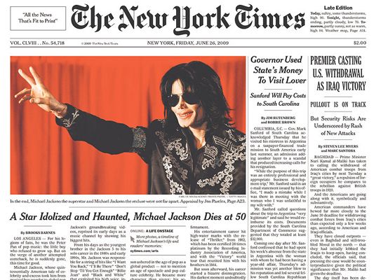 マイケル・ジャクソン　2007年　急死　新聞　５紙 マイケルジャクソン死亡記事当時物新聞五誌 - メルカリ