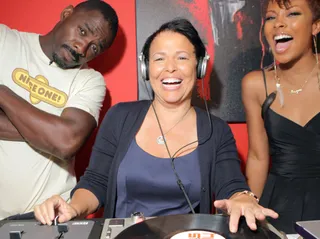 Let's Get It! - DJ Dris and model Eva Marcille Pigford throw BET President and CEO Debra Lee into the mix.  (Photo by Marc Davis/PictureGroup)