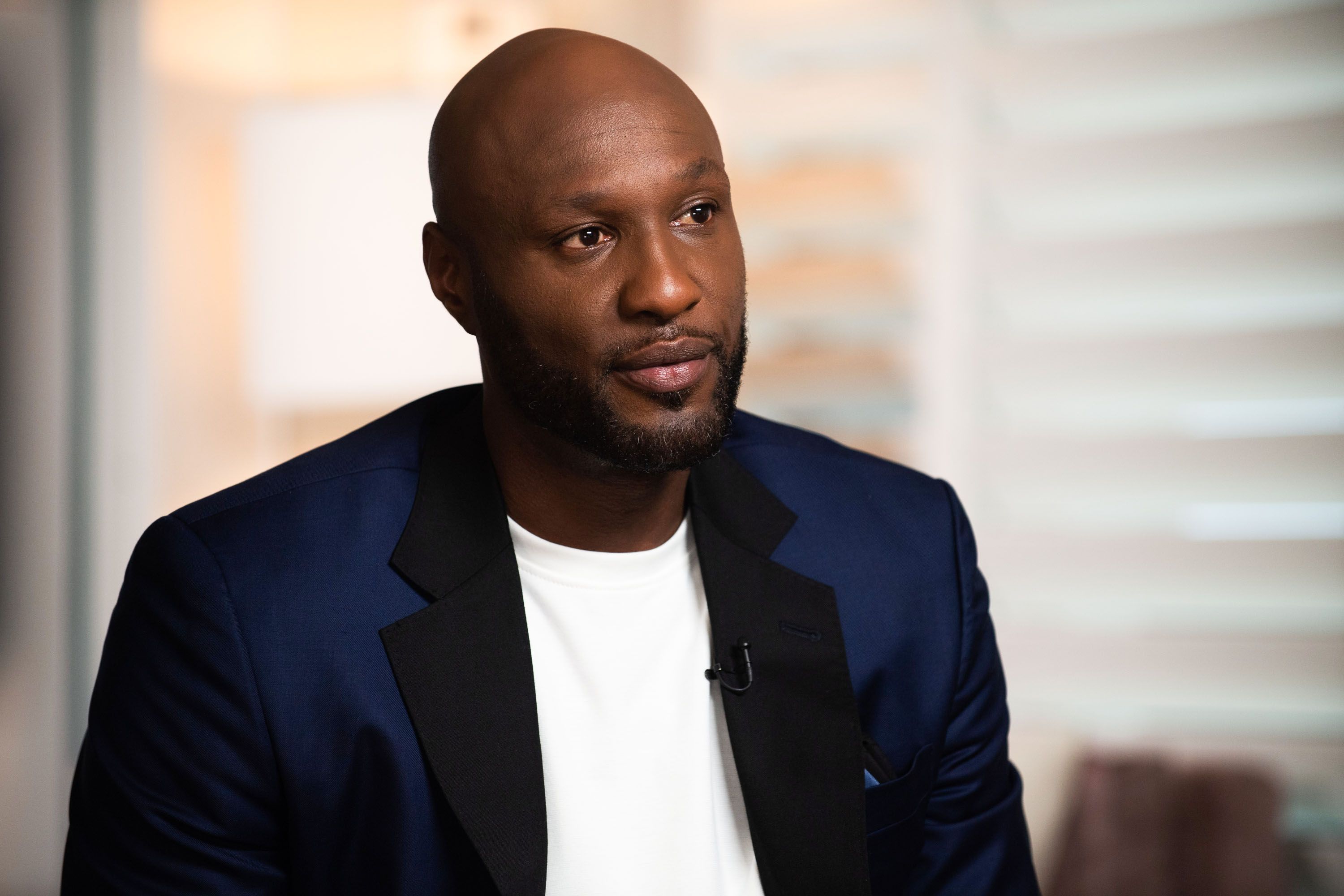 GOOD MORNING AMERICA - NBA player and author Lamar Odom (Darkness to Light: A Memoir) is interviewed by Walt Disney Television via Getty Images News correspondent Juju Chang airing Tuesday, May 28, 2019 on Walt Disney Television via Getty Images's "Good Morning America."  
(Photo by Matt Petit/Walt Disney Television via Getty Images)   
LAMAR ODOM