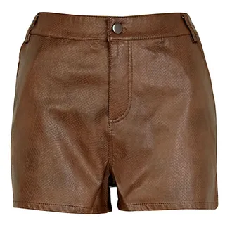 River Island Brown Snake Leather Look Shorts - Add some edge to your campus look in these brown leather shorts. They’re perfect for transitioning into the cooler fall weather.(Photo: Via us.riverisland.com)