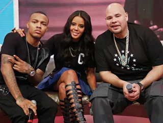 Family Pic - Hosts Bow Wow and Angela Simmons huddle with Fat Joe for a picture. This edition of Exclusive Access is done. Until next time...(Photo:&nbsp; Cindy Ord/BET/Getty Images for BET)