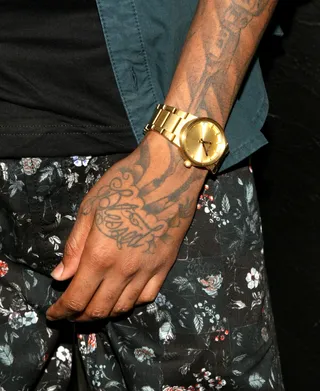 The Gold Movement - August Alsina's watch is like wrist royalty.&nbsp;&nbsp;(Photo: Bennett Raglin/Getty Images for BET)