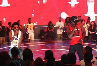 Ripping and Rhyming - Wild Out Wednesday contestant Lil Quan rips the stage on 106.&nbsp;(Photo: Bennett Raglin/Getty Images for BET)