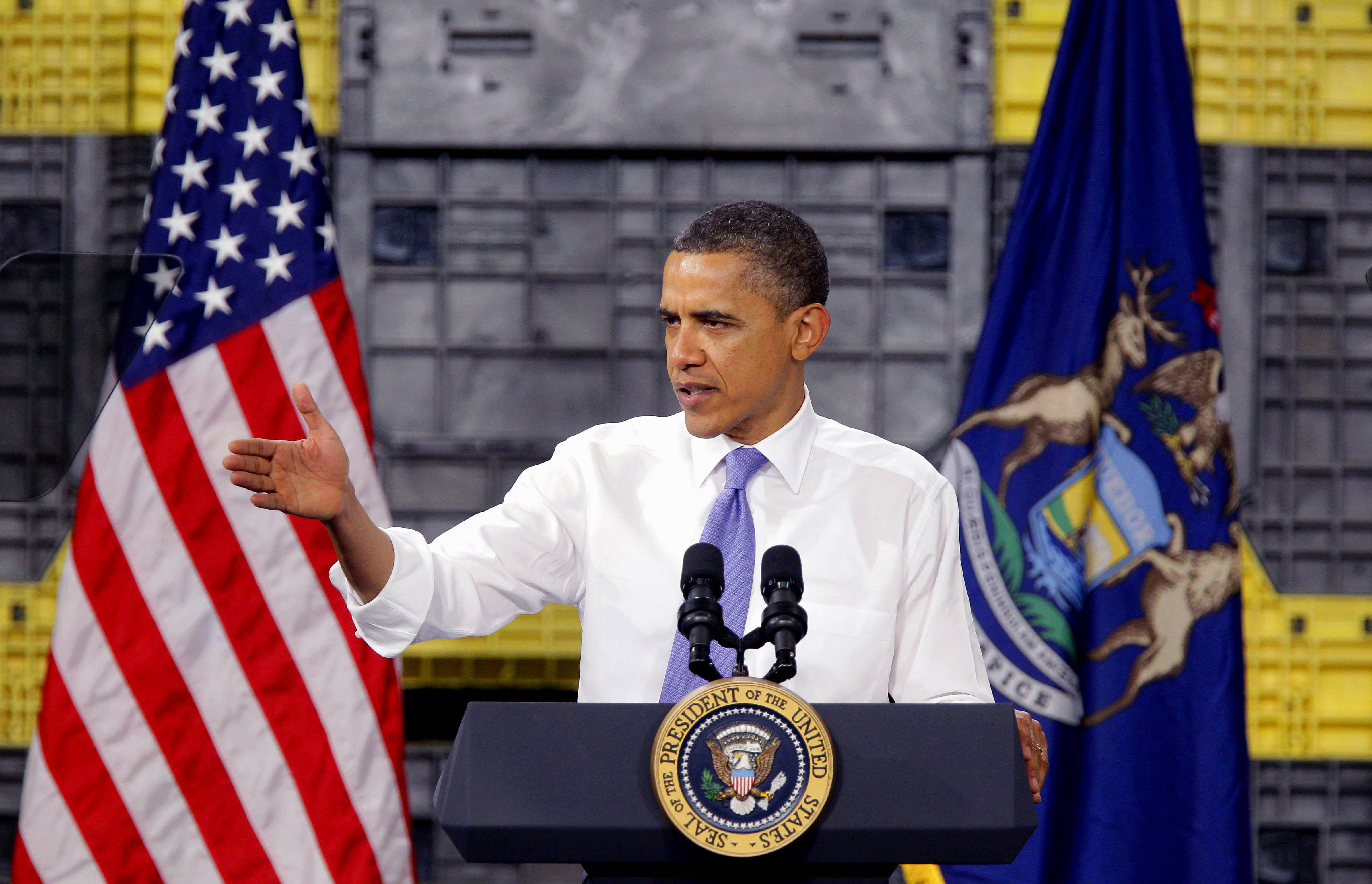 Barack Obama  - President Obama hit the road Monday for a three-day bus tour of Minnesota, Iowa and Illinois —three crucial battleground states — to talk with voters about how to boost the economy and job creation and strengthen the middle class. Republicans are slamming the effort, calling it a campaign trip and another sign that Obama cares more about his job than jobs for Americans.(Photo: AP Photo/Carlos Osorio)