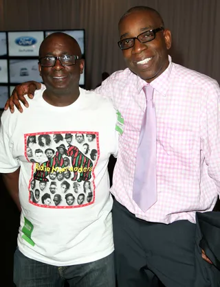 Hot Spot Camaraderie - General Manager of Verity Gospel Music Group Geo Bivins&nbsp; and Vice President Of Urban Promotions at Capitol Records Craig Davis kick it like old times at the Ford Hot Spot.(Photo: Maury Phillips/BET/Getty Images)