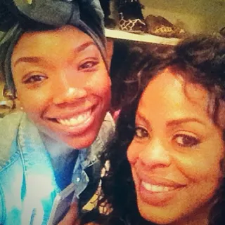 Brandy @4everbrandy - Check out these two fresh-faced beauties! Brandy chats it up with The Soulman's Niecy Nash in her closet.&nbsp;(Photo: Instagram/4everBrandy)