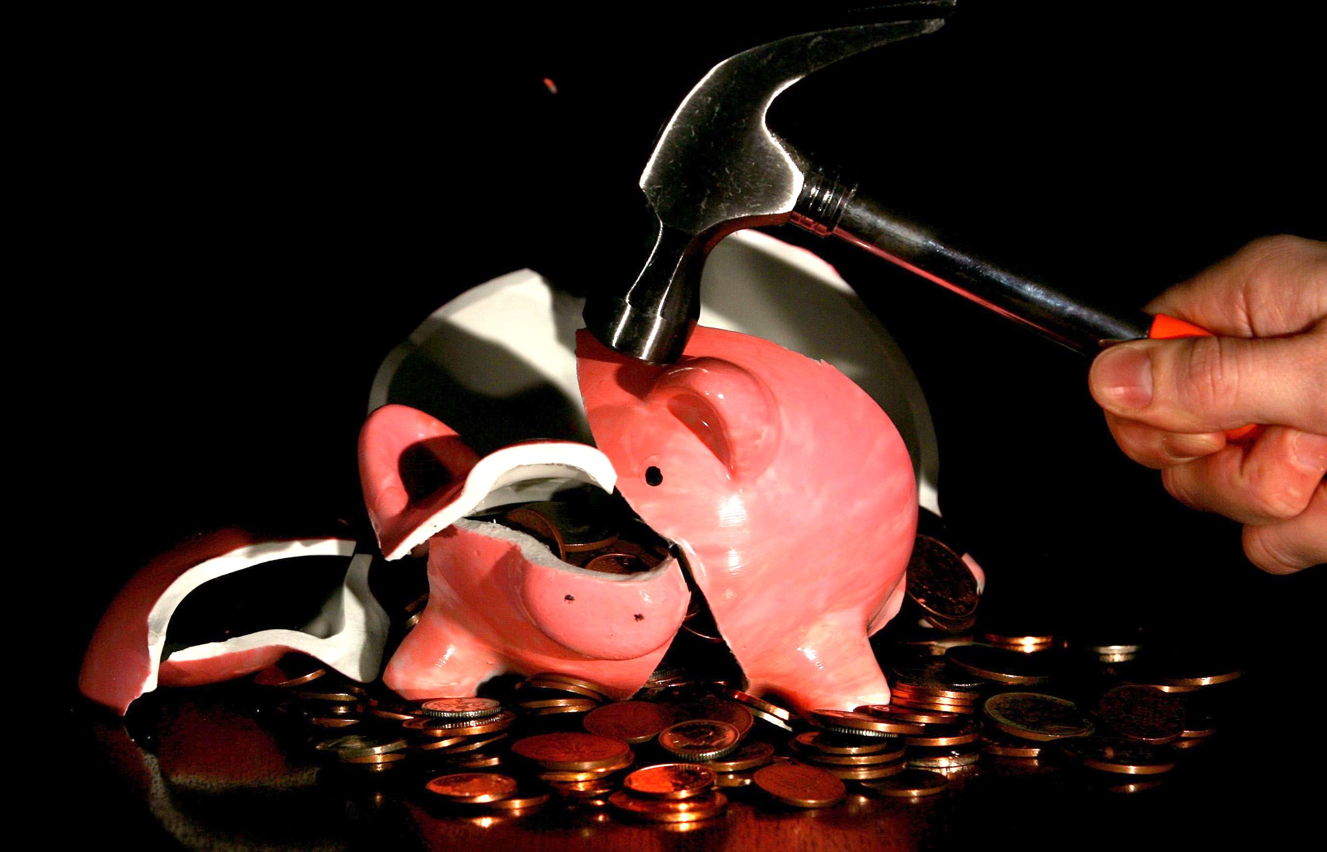 cracked piggy bank