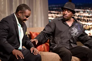 Give the Co-Host Some - Griffin takes a moment to converse with co-host Rodney Perry.&nbsp;(Photo: Darnell Williams/BET)