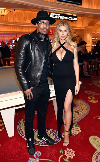 Vegas, Baby! - Nick Cannon posed it up with model Charlotte McKinney at the Encore Player's Club grand opening at the Wynn Las Vegas.(Photo: David Becker/Getty Images for Wynn Las Vegas)