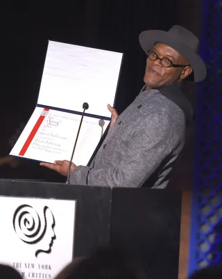 Icon Status - Samuel L. Jackson shared some words during the 2015 New York Film Critics Circle Awards in New York City.(Photo: Jamie McCarthy/Getty Images)