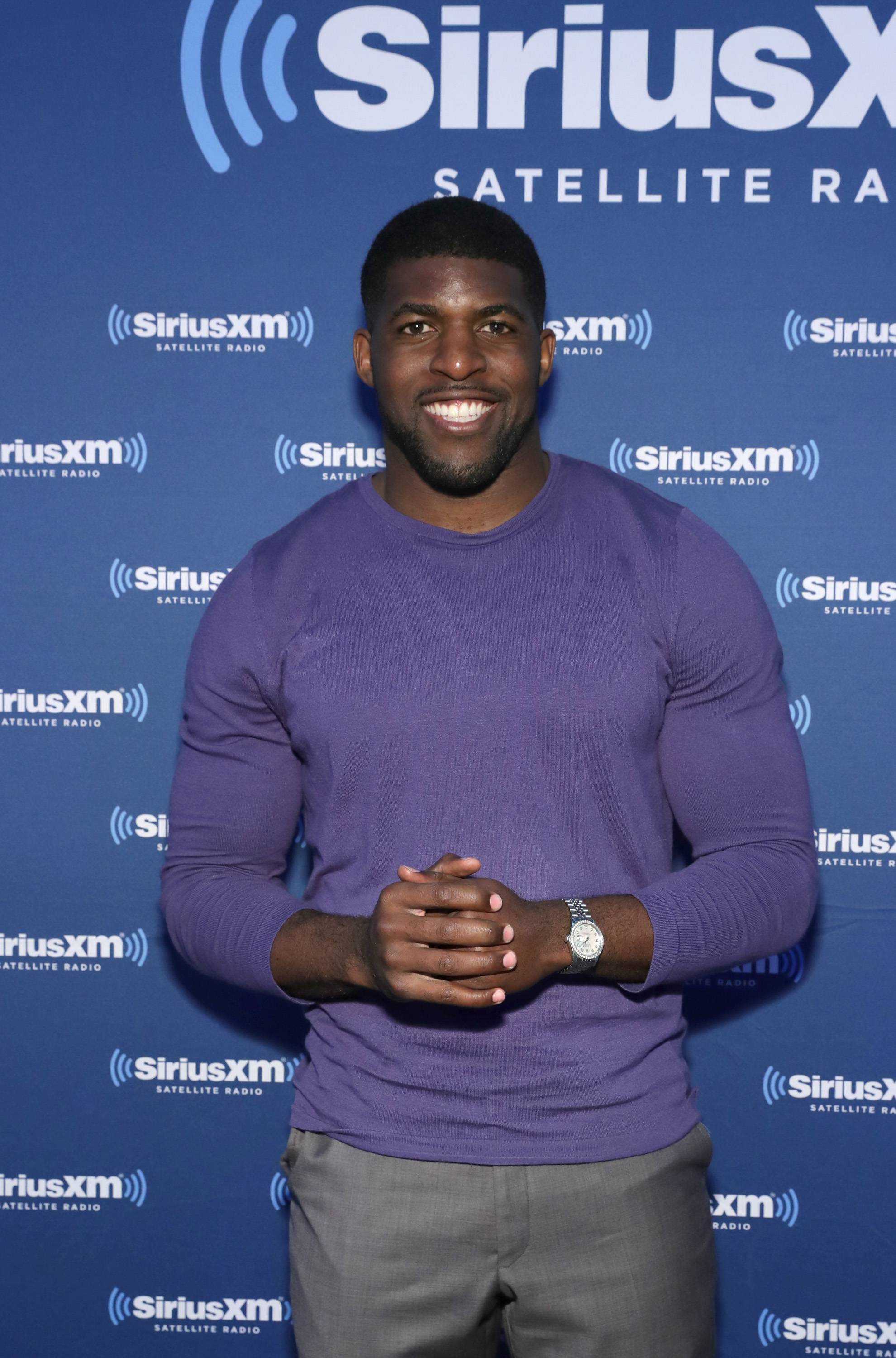 visits the SiriusXM set at Super Bowl 51 Radio Row at the George R. Brown Convention Center on February 2, 2017 in Houston, Texas.