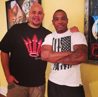 Fat Joe @fatjoe - Fat Joe kicks it with a buff looking Ja Rule. Ja has been out and about lately after being released from a two-year prison stint back in May stemming from possession of a weapon and tax evasion charges.(Photo: fatjoe via instagram)