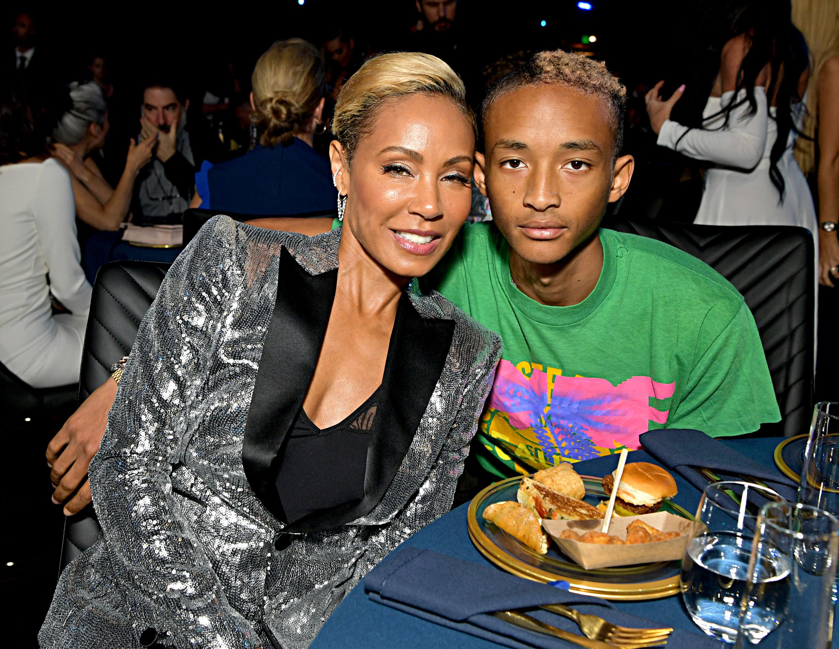 SANTA MONICA, CALIFORNIA - JUNE 15: Jada Pinkett Smith (L) and Jaden Smith attend the 2019 MTV Movie and TV Awards at Barker Hangar on June 15, 2019 in Santa Monica, California. (Photo by Emma McIntyre/VMN19/Getty Images for MTV)