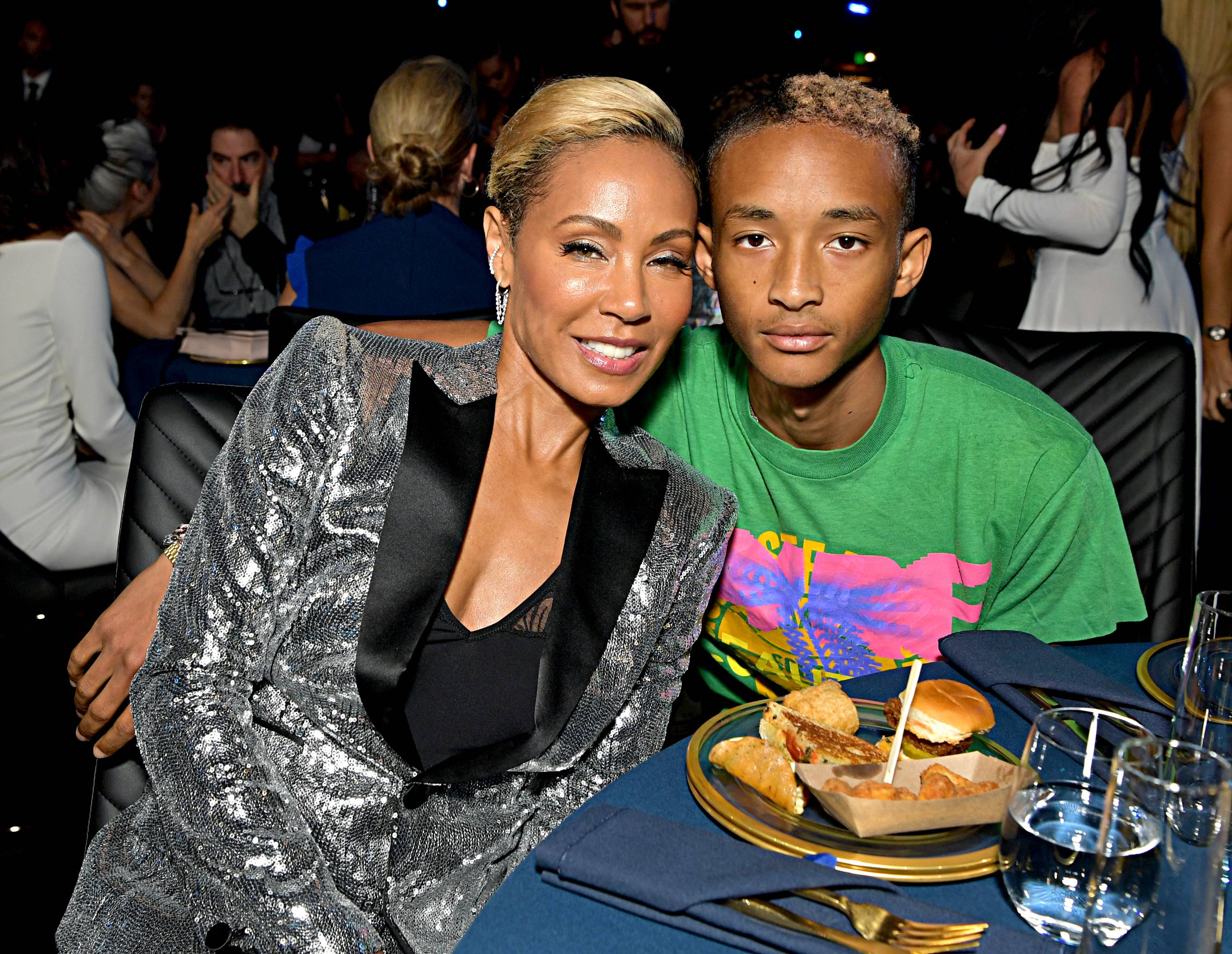 SANTA MONICA, CALIFORNIA - JUNE 15: Jada Pinkett Smith (L) and Jaden Smith attend the 2019 MTV Movie and TV Awards at Barker Hangar on June 15, 2019 in Santa Monica, California. (Photo by Emma McIntyre/VMN19/Getty Images for MTV)