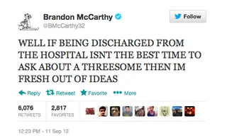 Brandon McCarthy - (Photo: Twitter via Brandon McCarthy)