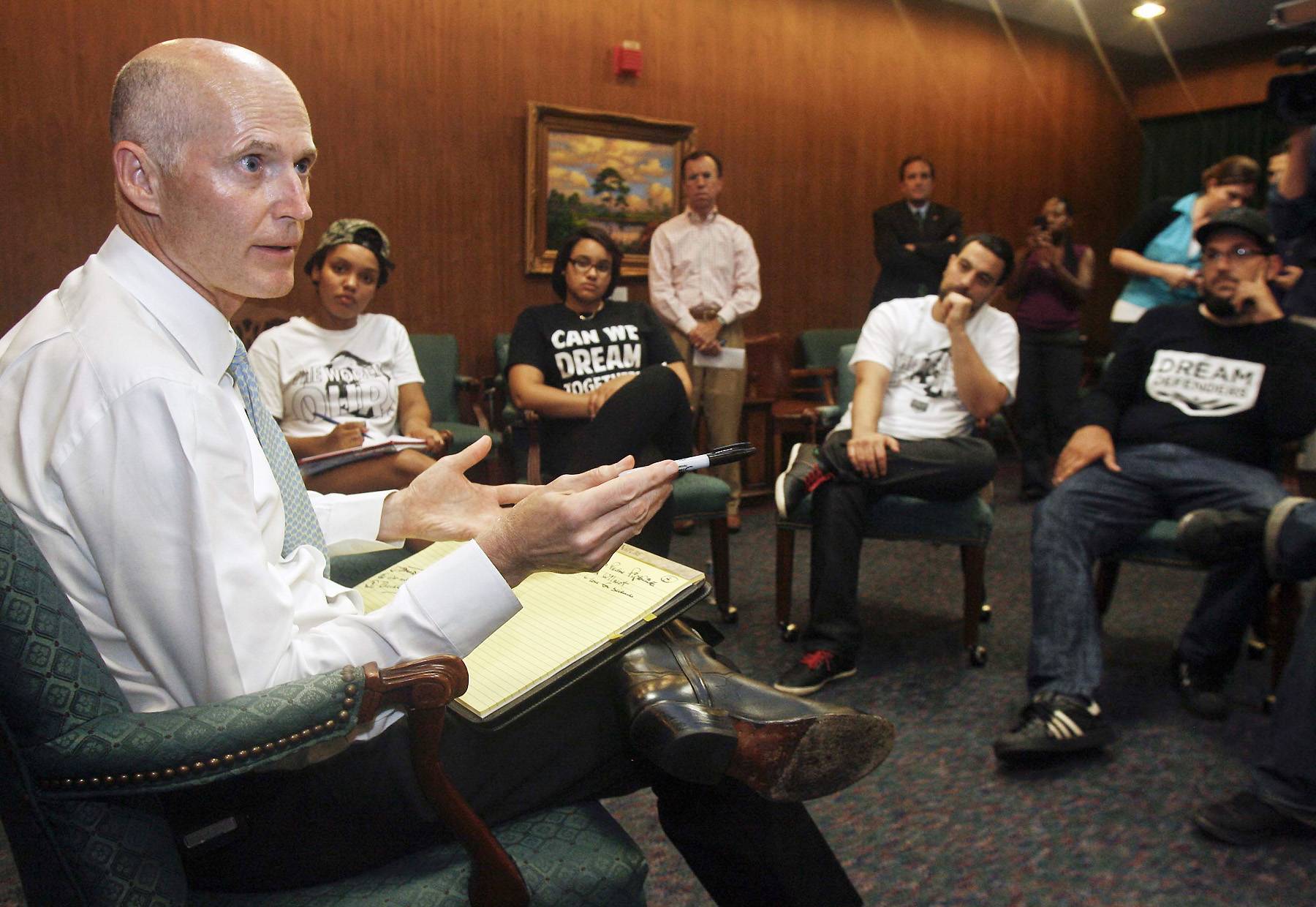 Gov. Rick Scott Meets Stand Your Ground Protesters