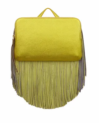 The Volon Bon-bon Metallic Yellow Color Block Clutch ($565) - Put shimmery fringe at your fingertips with this two-toned handled clutch.(Photo: The Volon)