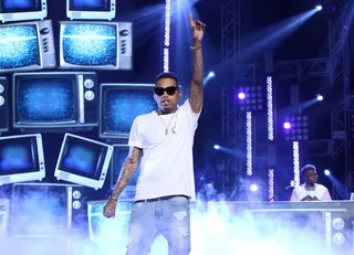 Name In Ink - Kid Ink hits the stage for his rehearsal bit. He's ready for his moment.(Photo: Bennett Raglin/Getty Images)