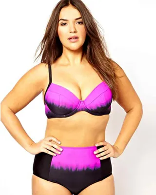 ASOS Curve Bikini Top in Ombre Print - Take the ombré trend one step further with this trippy bikini set. The placement of the black and purple hues creates a super-slimming effect.   (Photo: ASOS)