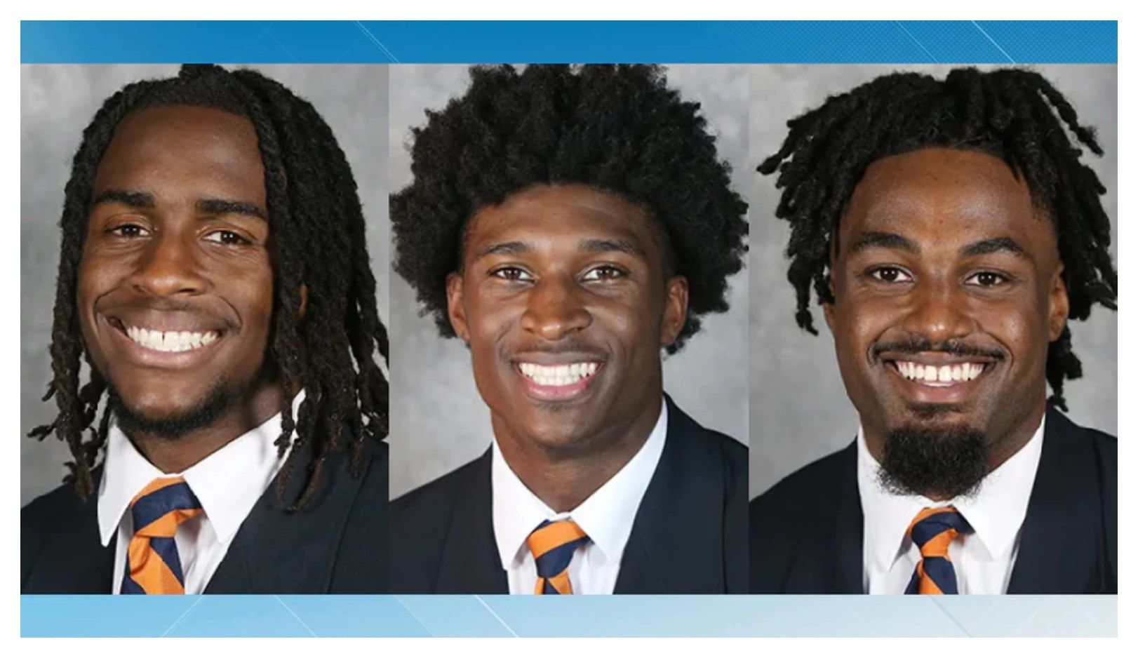 (L-R) Devin Chandler, Lavel Davis, Jr., D'Sean Perry, killed in a shooting at UVA(UVA Athletics)