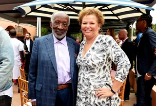 BET in the Building - Legendary music producer Clarence Avant and BET Chairman and CEO Debra L. Lee attend the Roc Nation and Three Six Zero Pre-GRAMMY Brunch 2015 in Beverly Hills.(Photo: Jason Kempin/Getty Images for PUMA)