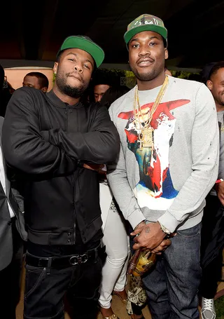 Dem Boyz - Recording artists Casey Veggies and Meek Mill attend the Roc Nation and Three Six Zero Pre-GRAMMY Brunch 2015 in Beverly Hills.(Photo: Jason Kempin/Getty Images for PUMA)