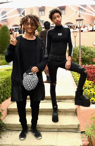 Siblings in Black - Jaden Smith and sister Willow &nbsp;dress alike at Roc Nation's pre-Grammys brunch.  (Photo: Larry Busacca/Getty Images For Roc Nation)