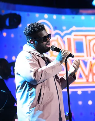Pink Sweat$ finds his groove onstage at the Soul Train Awards. - (Photo by Paras Griffin/Getty Images for BET)