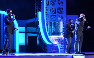 Boyz II Men serenades the crowd at the 2019 Soul Train Awards. - (Photo by Paras Griffin/Getty Images for BET)&nbsp;