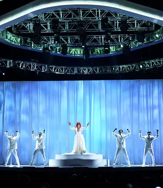 K. Michelle performs an emotionally charged rendition of her hit "The Rain." - (Photo by Ethan Miller/Getty Images for BET)