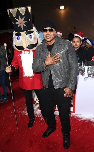 Rock the Bells - LL Cool J is all smiles posing with the Nutcracker at the red carpet premiere of The Night Before&nbsp;inside the Ace Hotel in Los Angeles.(Photo: Jason Merritt/Getty Images)