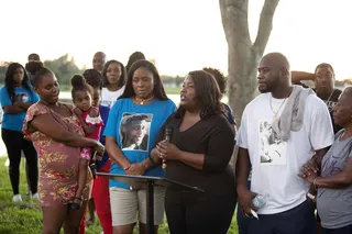 Attorney Michele Rayner addresses family and friends attending Markeis McGlockton's celebration of life. - &nbsp;(Photo: Nathan Bolster/BET)