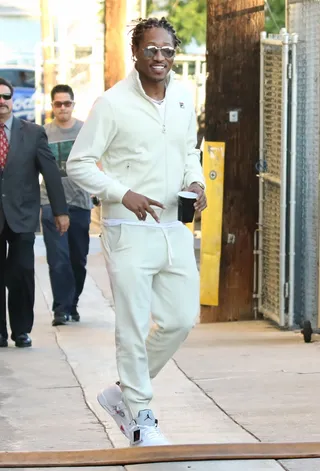 Holy in All White - Future hit up the Jimmy Kimmel Live! studio in this crisp all-white get-up.(Photo: Cathy Gibson, PacificCoastNews)