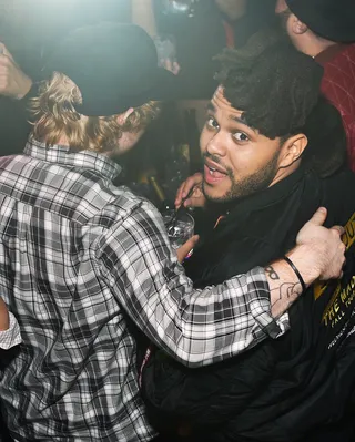 Celebrating Leo - Ed Sheeran and the Weeknd look like they're having a blast at Leonardo DiCaprio's birthday party at Marquee New York.&nbsp; (Photo: Mike Coppola/Getty Images for Marquee)