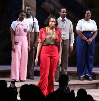 Bringing Down the House - Jennifer Hudson takes a bow during curtain call following her debut performance in Broadway's The Color Purple at the Bernard B. Jacobs Theatre in New York City.(Photo: Jemal Countess/Getty Images)