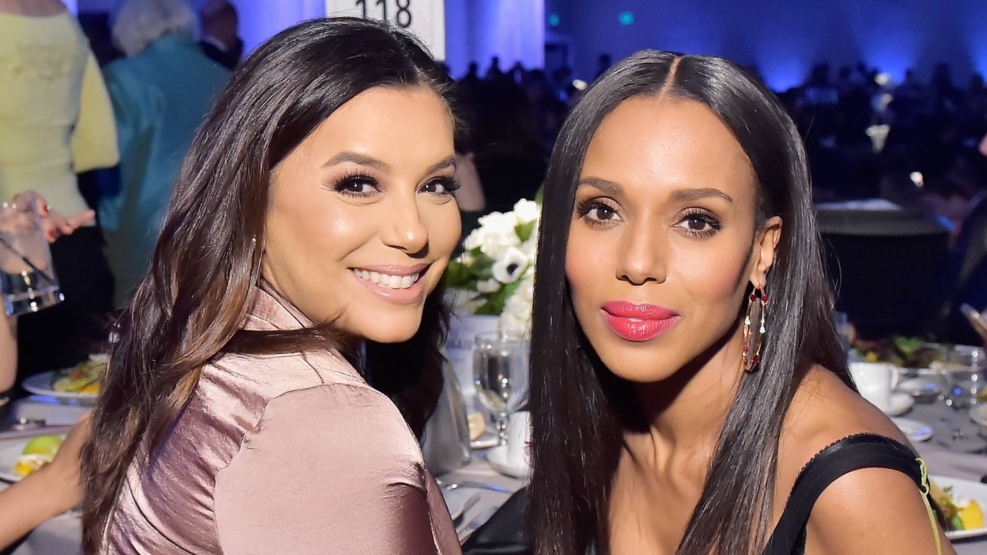 Kerry Washington and Eva Longoria on BET Buzz 2020.