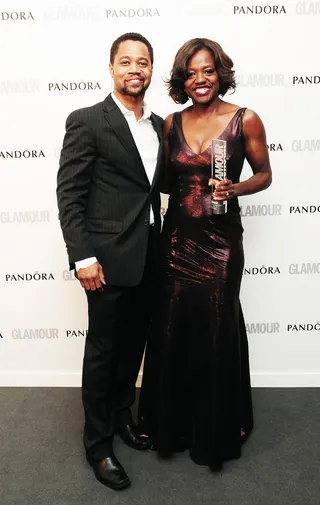 And the Winner Is... - Cuba Gooding Jr. presented&nbsp;Viola Davis with the Film Actress of the Year award at the 2012 Glamour U.K. Women of the Year Awards.  (Photo: PA PHOTOS /LANDOV)