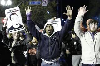 Oakland&nbsp; - Thousands of people march onto the lanes of Interstate 580 after blocking the traffic for several hours near Lakeshore Avenue in Oakland.&nbsp;(Photo: Tayfun Coskun/Anadolu Agency/Getty Images)