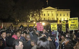 #JusticeforMikeBrown in D.C. - President Obama urged calm as protests began on the streets of Ferguson.&nbsp;(Photo: Muhammed Bilal Kenasari/Anadolu Agency/Getty Images)