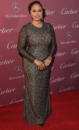 Ava DuVernay - The acclaimed film director keeps it classy in a long sleeved Carmen Marc Valvo lace gown at the 26th annual Palm Springs International Film Festival Awards Gala.  (Photo: Jason Merritt/Getty Images for PSIFF)