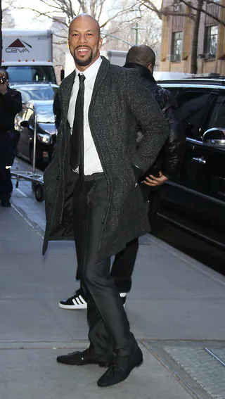 Morning Sunshine - Common&nbsp;happily arrives for a visit with the ladies of The View&nbsp;where he talked about his co-starring role in the film Selma in New York City.(Photo: INFphoto.com)
