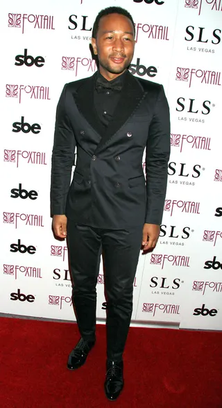 Happy Birthday to You! - John Legend looks dapper in an all-black tux at his 36th birthday celebration at Foxtail Nightclub in SLS Hotel &amp; Casino in Las Vegas.(Photo: CPA, PacificCoastNews)