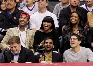 Tyga - Tyga put his team spirit on full display when he remixed his &quot;Rack City&quot; hit to a &quot;Lob City&quot; smash in honor of the L.A. Clippers.(Photo: Noel Vasquez/Getty Images)