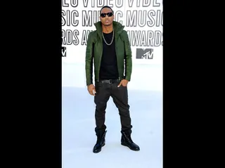 Trey Songz - The R&B singer looks every bit the music star in a crisp green leather jacket and combat boots. <br><br><b>(Photo Credit: PictureGroup)</b>