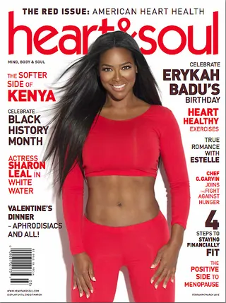 Kenya Moore&nbsp;on&nbsp;Heart &amp; Soul - The Real Housewives of Atlanta star bares her rock hard abs in a red two-piece ensemble. What can we say? She’s Gone With the Wind fabulous. (Photo: Heart &amp; Soul Magazine, February/March 2015)